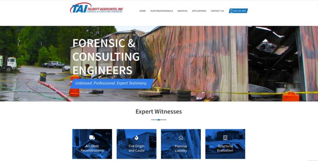 Homepage of the website we built for Talbott Associates