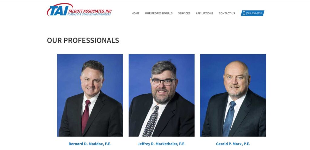 Team page on the Talbott Associates website we designed and built