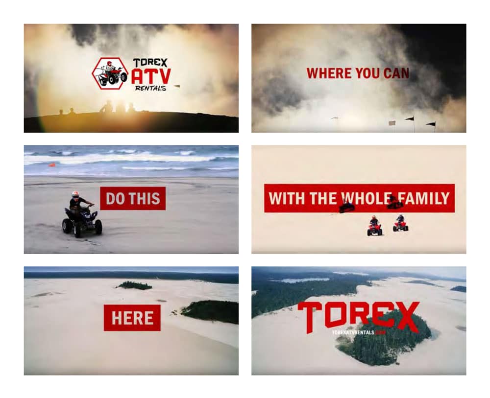 Stills from video production by Ink Stained Creative for Oregon Coast ATV Rental firm