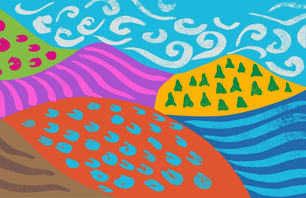 Psychedelic landscape painting background for psychedelic domain names page